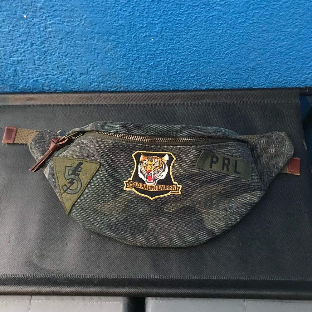 New Polo Ralph Lauren Canvas Camouflage Bum Bag Fanny Pack Belt Bag Pouch $300